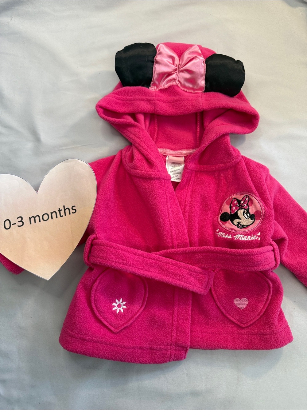 Disney Pink Minnie Mouse Fleece Hooded Robe with Bow Ears
